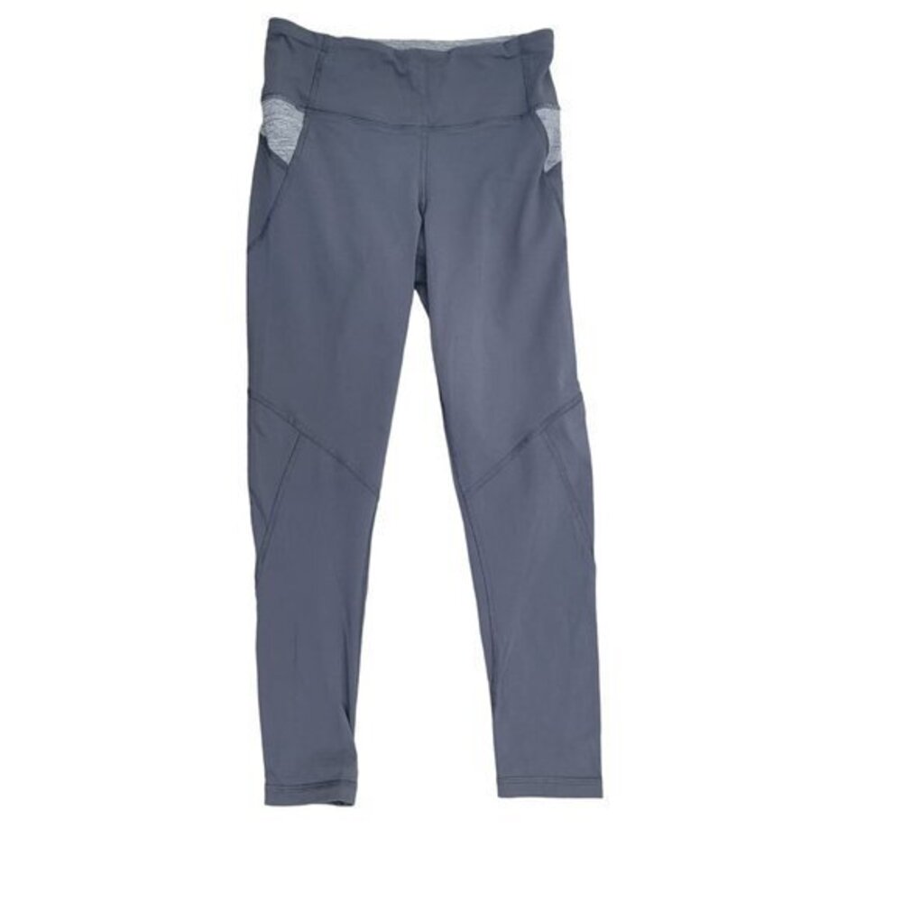 Lululemon‎ Womens Size 4 Black Gray Rear Zipper Pocket Leggings